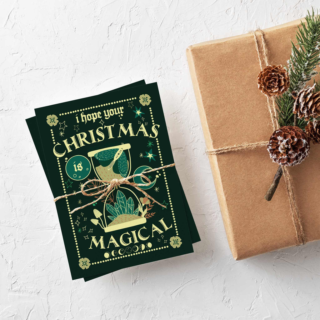 Witchy Christmas Greeting Cards, Set of 24