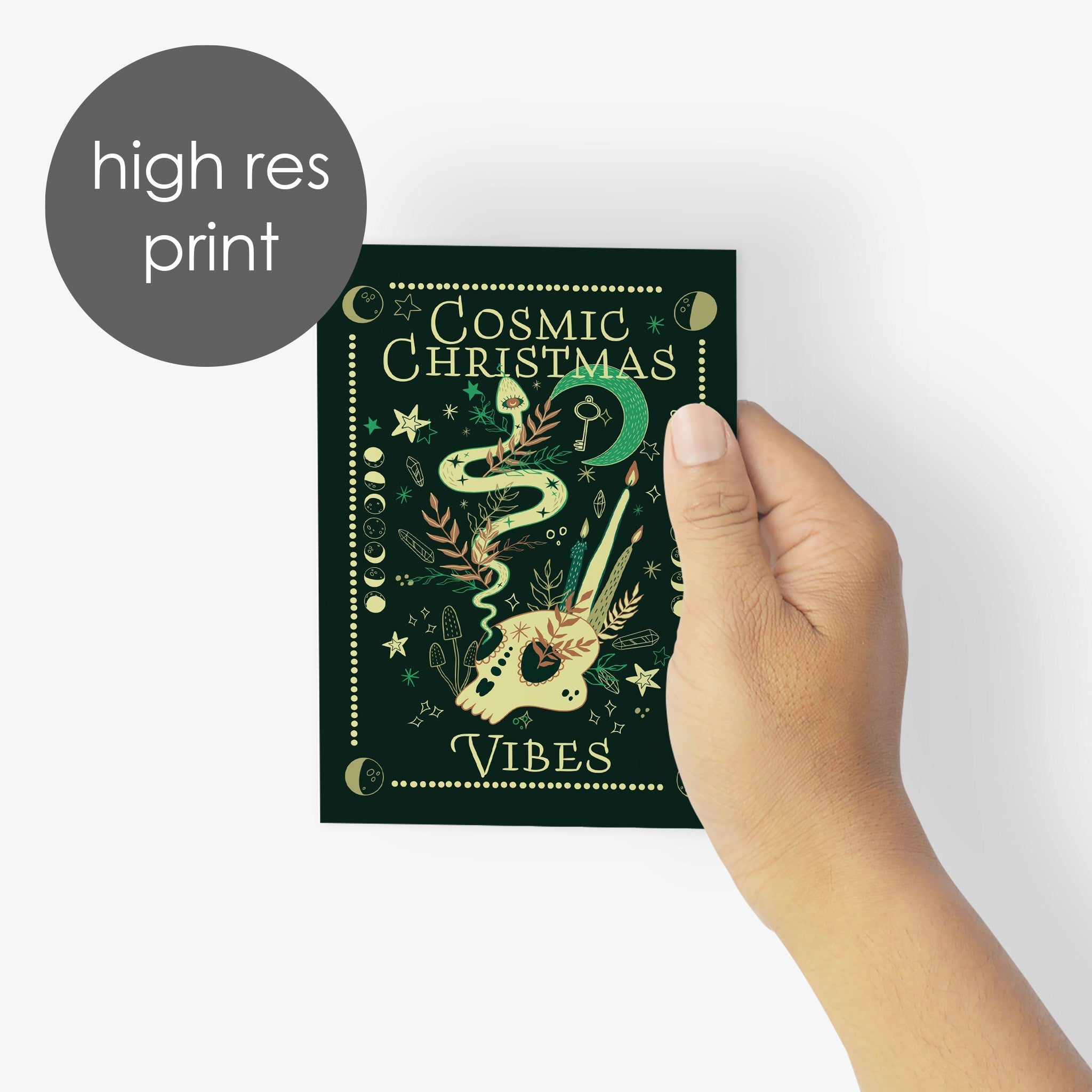 Witchy Christmas Greeting Cards, Set of 24